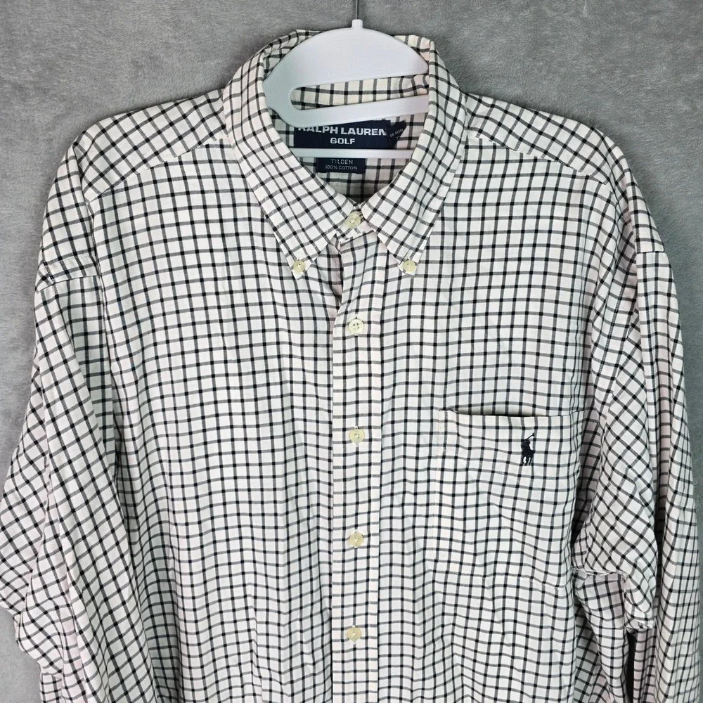 Vintage Ralph Lauren Golf Tilden Shirt Mens Large‎ Windowpane Check Cotton L
